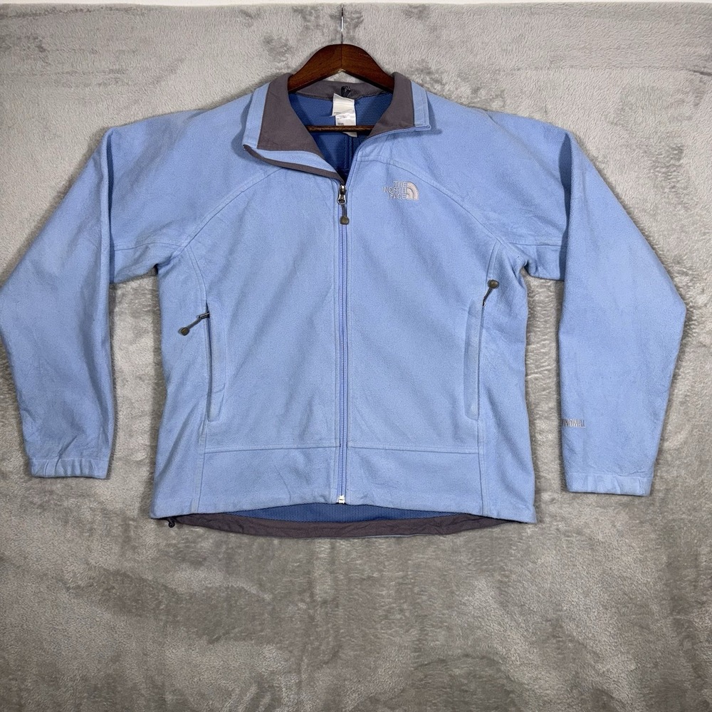 The North Face Women's Fleece Jacket Full Zip Light Blue Sz‎ Large Retro Classic